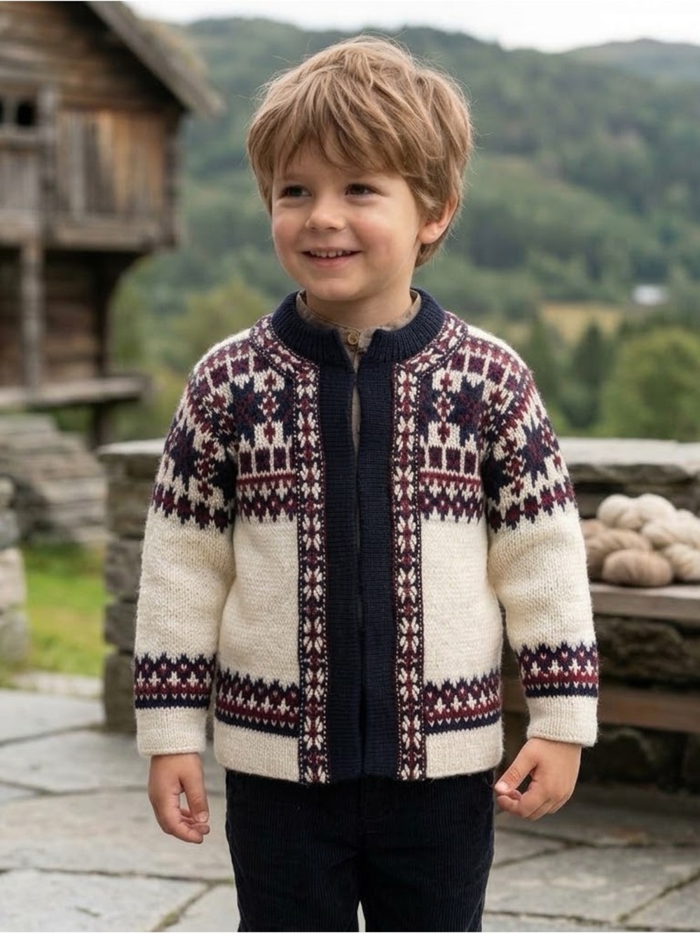 NORDSTRIKK Norwegian folklore Virgin Wool Knit Cardigan Sweater | Size 4